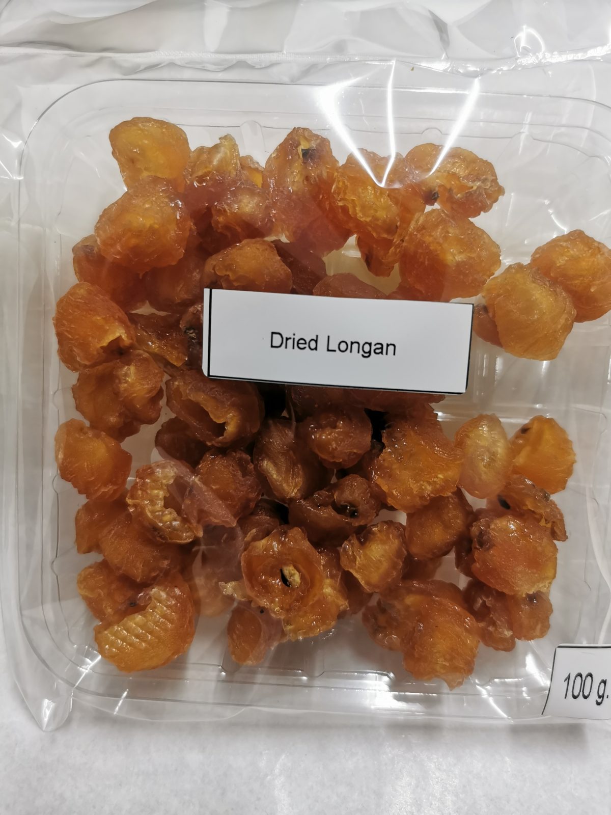 Longan kering dalam dulang runcit 100 g, berlabel